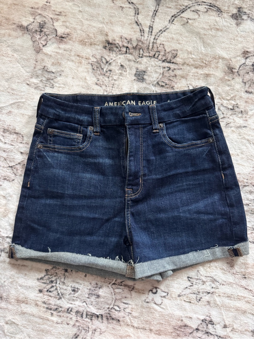 American Eagle Outfitters Dark Indigo Roll-Cuff Denim Shorts